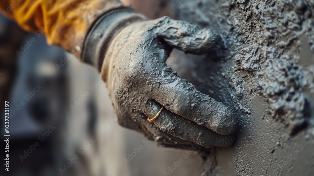 A close-up of the hands and arms of a worker applying plaster to a wall, highlighting their precision in pouring concrete. A close-up of the hands and arms of a worker applying plaster to a wall, highlighting their precision in pouring concrete.