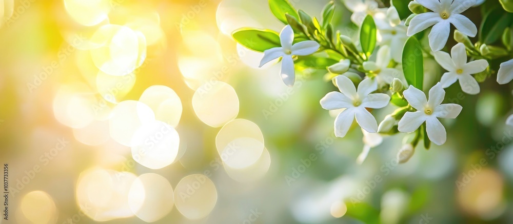 Defocused Abstract Background Of Jasmine Growing In The Yard Defocused Abstract Background Of Jasmine Growing In The Yard