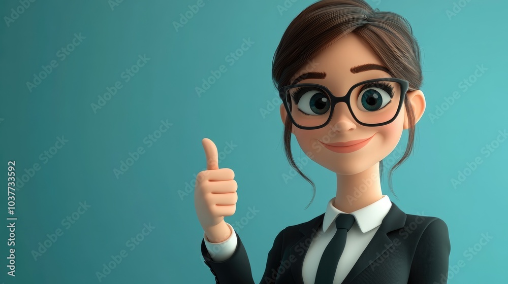 3D Cartoon of Young Business Woman Giving a Thumbs Up Gesture Everything s Cool 3D Cartoon of Young Business Woman Giving a Thumbs Up Gesture Everything s Cool