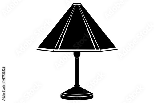  table lamp with triangular lamp shade, isolated on white background