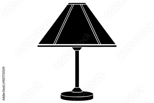  table lamp with triangular lamp shade, isolated on white background