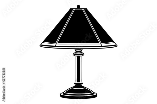  table lamp with triangular lamp shade, isolated on white background