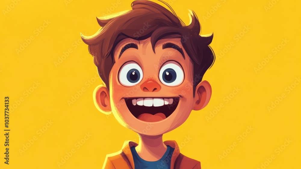 excited young character grinning at the viewer excited young character grinning at the viewer