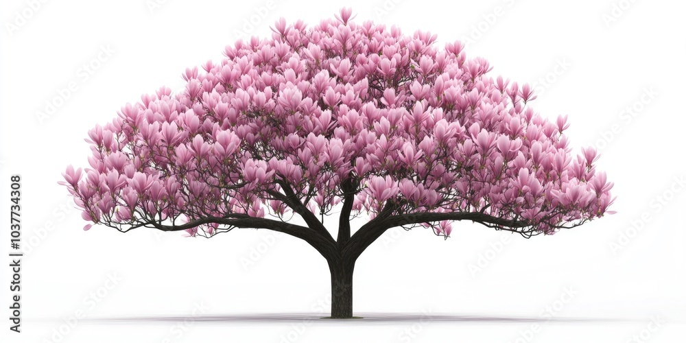 Obraz premium Magnolia tree adorned with numerous pink blossoms, Magnolia tree with pink flowers