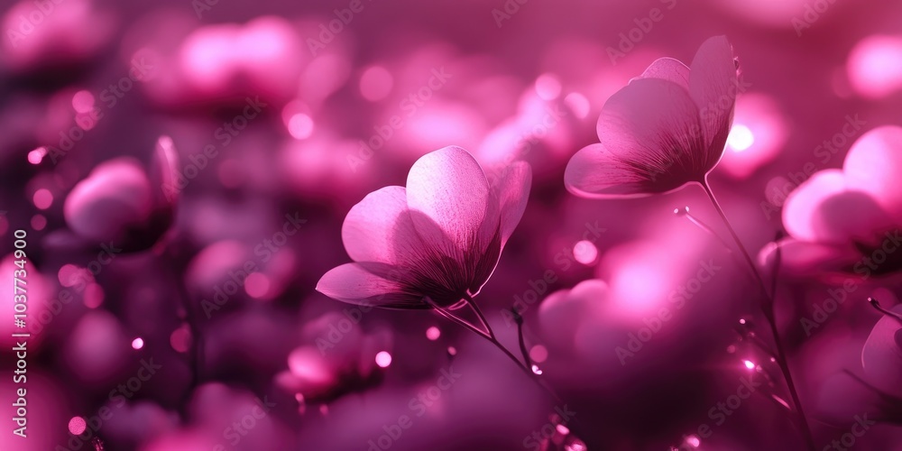 Fototapeta premium Blooming pink flowers during the summer season, Summer blooming pink flowers