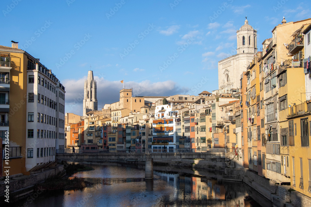 City of Girona in Spain from the river City of Girona in Spain from the river
