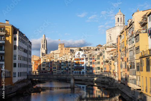City of Girona in Spain from the river 