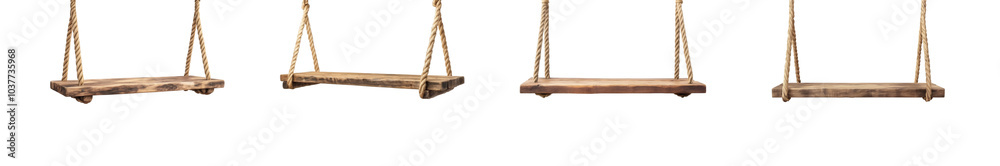 Wooden swing with rope isolated on a transparent background Wooden swing with rope isolated on a transparent background