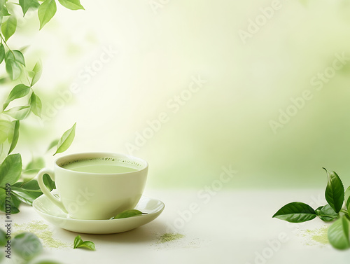 a cup of tea and a tea cup on a table.