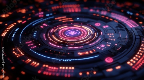 Wallpaper Mural Abstract digital design with glowing circular patterns. Torontodigital.ca