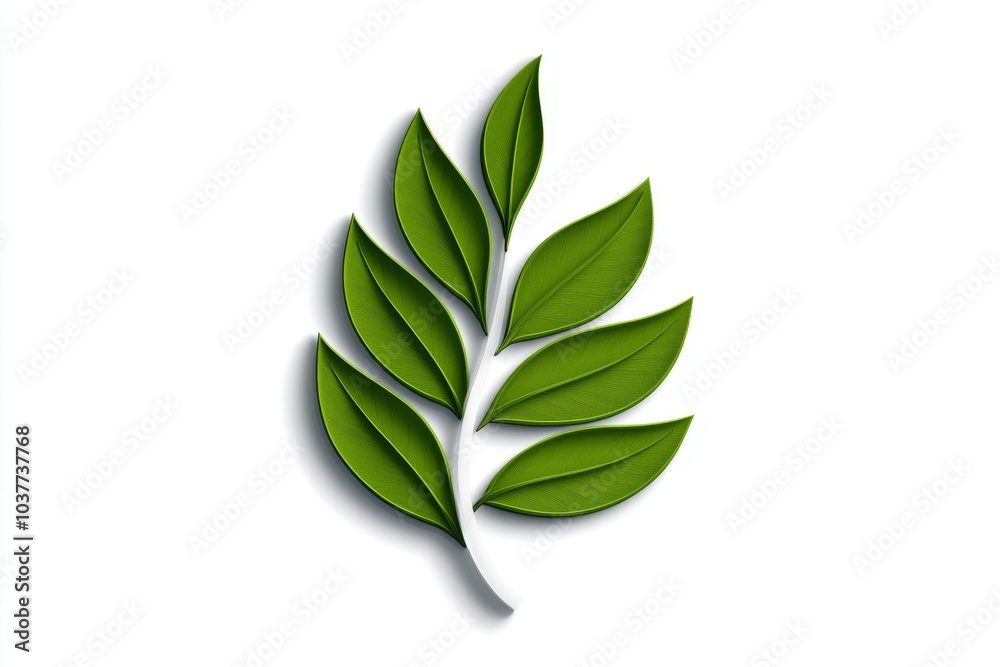 Naklejka premium Acacia leaf design in a minimalist style, with simple green lines against a clean white background