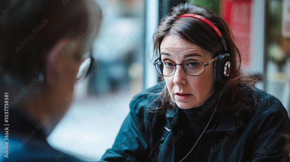 A hotline operator assisting a victim in distress, highlighting the accessibility of victim services A hotline operator assisting a victim in distress, highlighting the accessibility of victim services