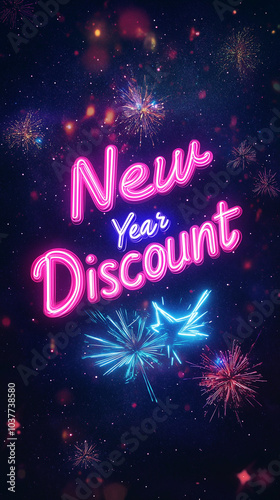 new year discount neon sign 