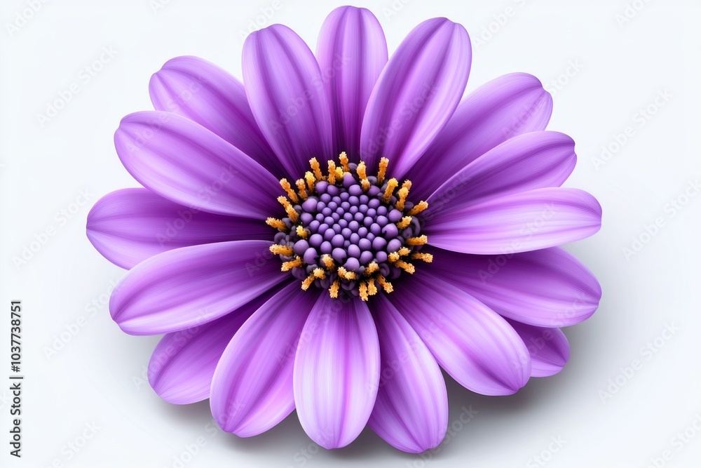 Aster flower drawn in minimalist style, with delicate purple petals outlined against a soft background