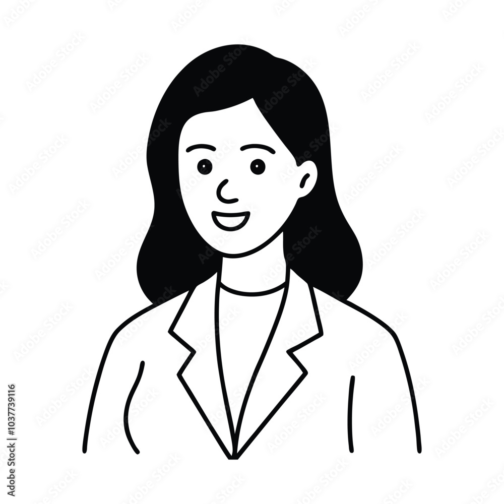 business woman isolated on white background line art