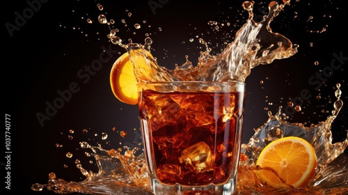 Advertising - product photo of ice cold cola bubbles splash juicy