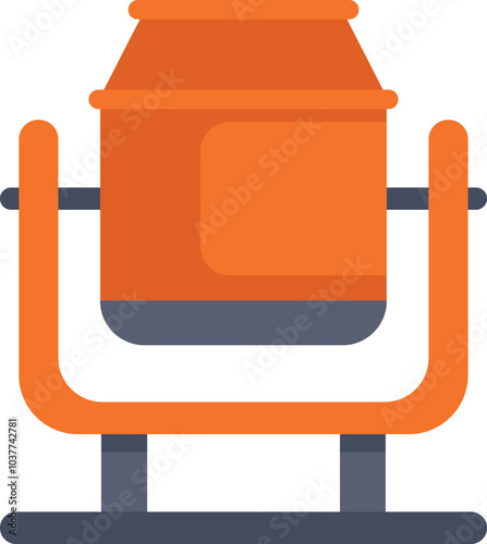 Simple flat illustration of a concrete mixer rotating to make cement