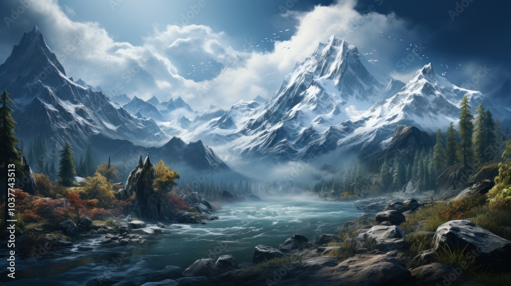 Naklejka premium Majestic Mountain Landscape