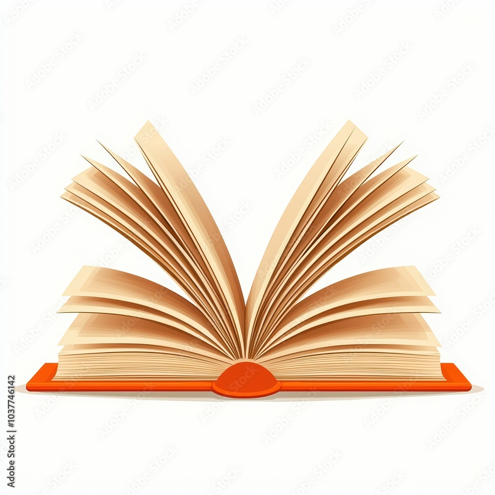 Fototapeta premium Open book with pages turning, showcasing knowledge and creativity on a white isolated background.