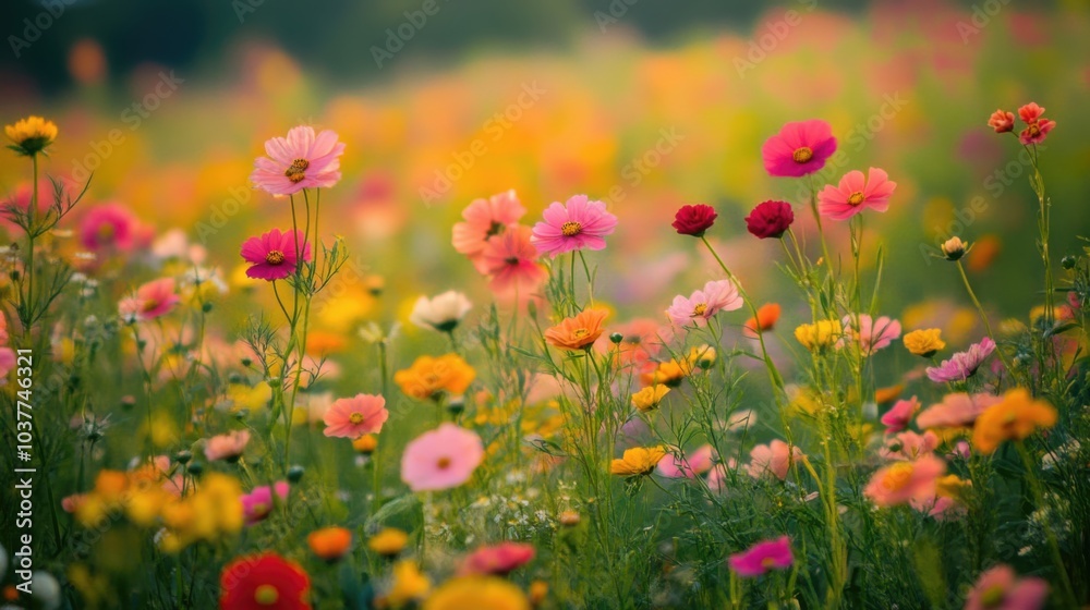 Floral Paradise: A Serene Tapestry of Blooms in Vibrant Hues