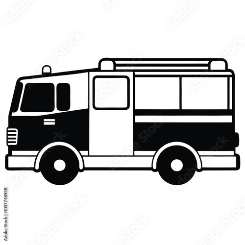 firefighter car vector silhouette.