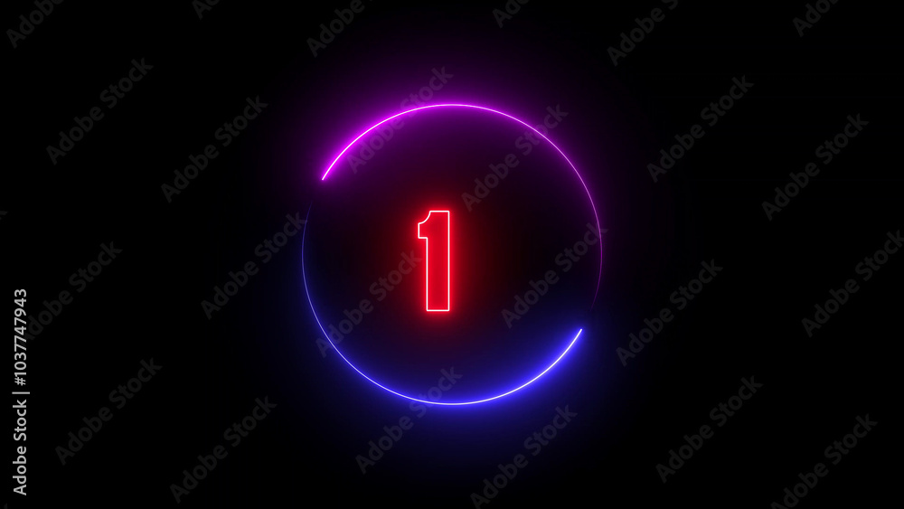 abstract linear neon number one , Educational mathematics concept with neon letter abstract linear neon number one , Educational mathematics concept with neon letter