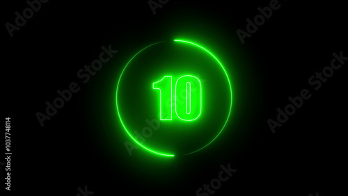 neon glowing  number ten