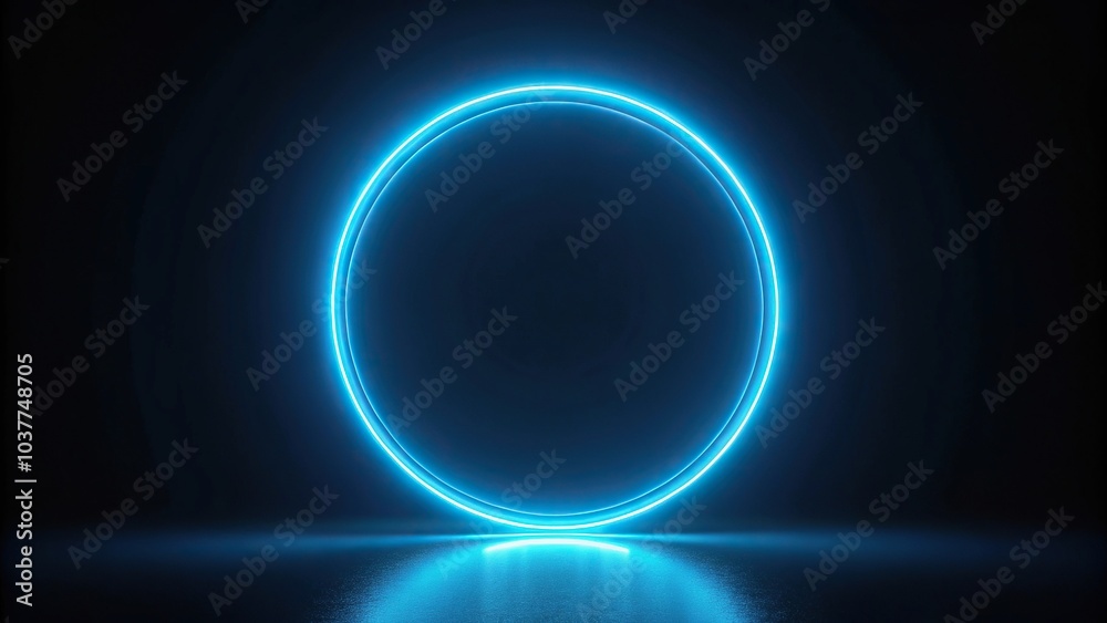 Macro Circle Neon Blue Color Geometric Ring on Dark Background Macro Circle Neon Blue Color Geometric Ring on Dark Background