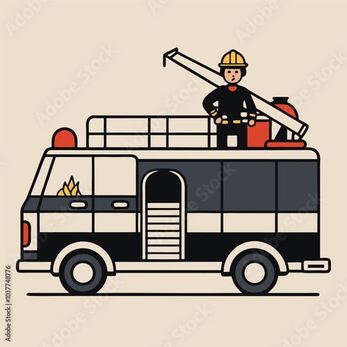 firefighter car vector illustration.