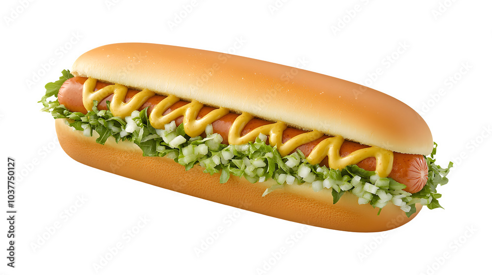 Delicious Hot Dog with Fresh Toppings and Condiments, transparent bg Delicious Hot Dog with Fresh Toppings and Condiments, transparent bg
