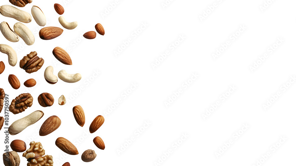 Assorted Nuts on Dark Background, transparent bg Assorted Nuts on Dark Background, transparent bg
