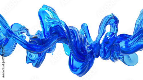 Vibrant Blue Abstract Fluid Design, transparent bg