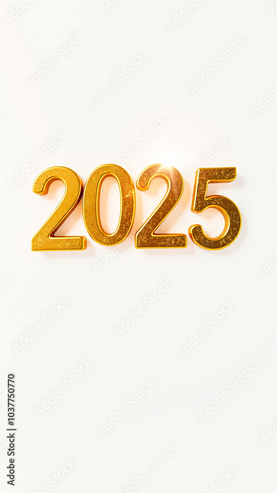 golden 2025 numbers on a white background
