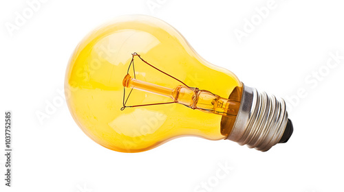 Vintage Yellow Bulb with Classic Design, transparent bg