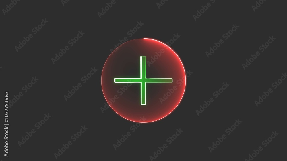 plus neon green color icon animation with black backgroun