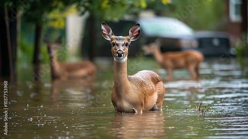 Wildlife struggling to survive in floodwater-filled habitats photo