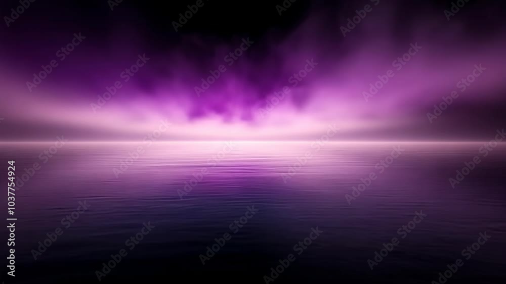 Purple Mist Over Calm Water with Reflective Surface Purple Mist Over Calm Water with Reflective Surface