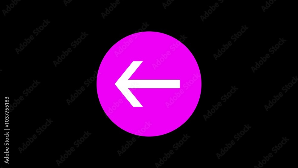 Left arrow icon animation black background Left arrow icon animation black background