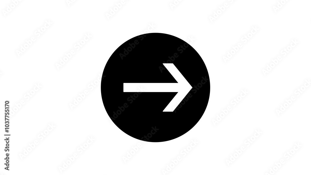 Arrow icon on the right animation with black background Arrow icon on the right animation with black background