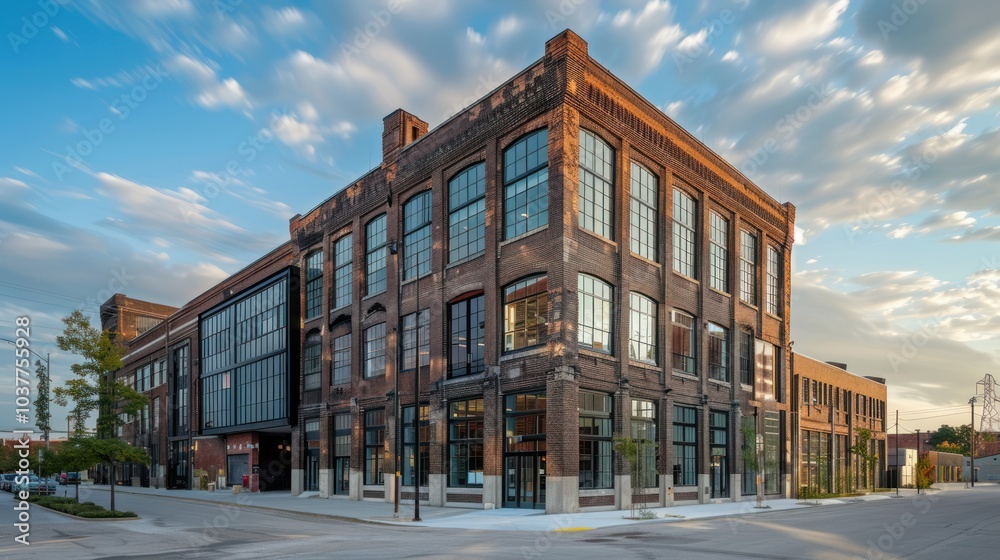 Obraz premium Renovated Brick Building in City