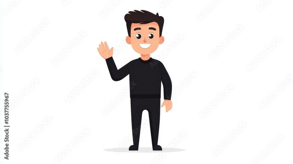 A joyful character with a wave, perfect for adding a fun touch to web designs and playful animations. A joyful character with a wave, perfect for adding a fun touch to web designs and playful animations.