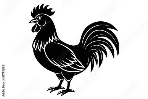 A black rooster vector illustration