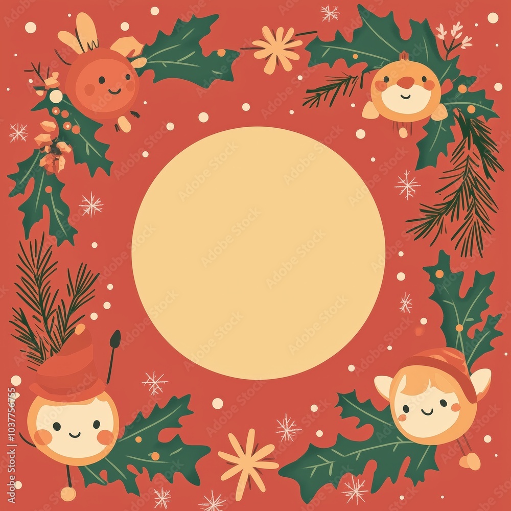 Funny doodle christmas ornament with white circle on center Funny doodle christmas ornament with white circle on center