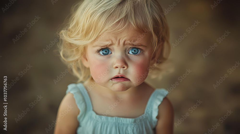A heartwrenching portrait of a crying toddler, tears flowing, capturing pure emotion in a clean, simple setting. A heartwrenching portrait of a crying toddler, tears flowing, capturing pure emotion in a clean, simple setting.