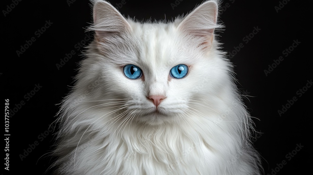 Captivating closeup of a white cat with stunning blue eyes, perfect for pet lovers and photography enthusiasts. Captivating closeup of a white cat with stunning blue eyes, perfect for pet lovers and photography enthusiasts.