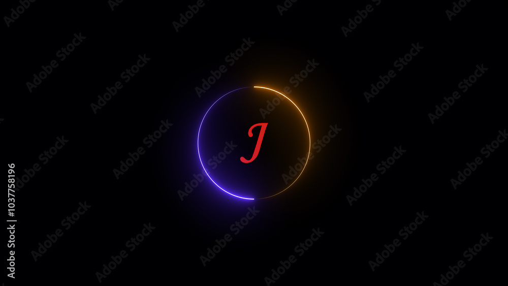 Glowing letter J sign icon animation. Alphabetical logo animation, Capital letter on black background. Glowing letter J sign icon animation. Alphabetical logo animation, Capital letter on black background.