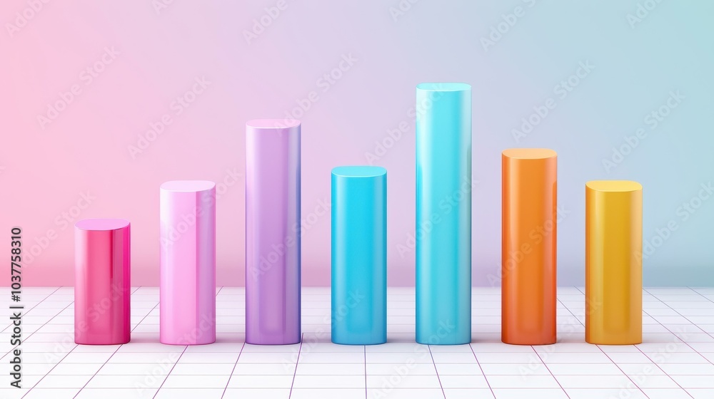 A pastel bar graph with line overlays portrays a clean, modern data analysis concept, perfect for presentations. A pastel bar graph with line overlays portrays a clean, modern data analysis concept, perfect for presentations.