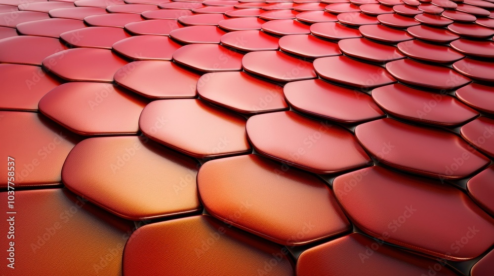 A vivid 3D rendered background featuring an intricate pattern of red and gold dragon scales, perfect for stunning visuals.