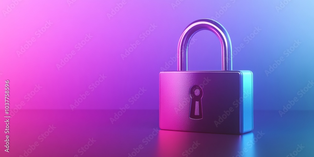 Abstract 3D representation of a padlock, symbolizing security and privacy, isolated with a gradient backdrop to enhance its significance Abstract 3D representation of a padlock, symbolizing security and privacy, isolated with a gradient backdrop to enhance its significance