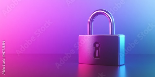 Abstract 3D representation of a padlock, symbolizing security and privacy, isolated with a gradient backdrop to enhance its significance